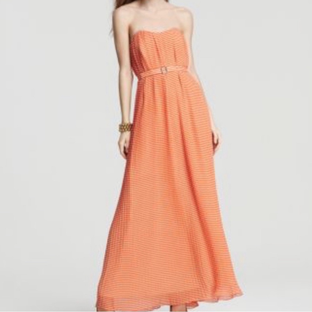 Strapless orange and cream French Connection dress